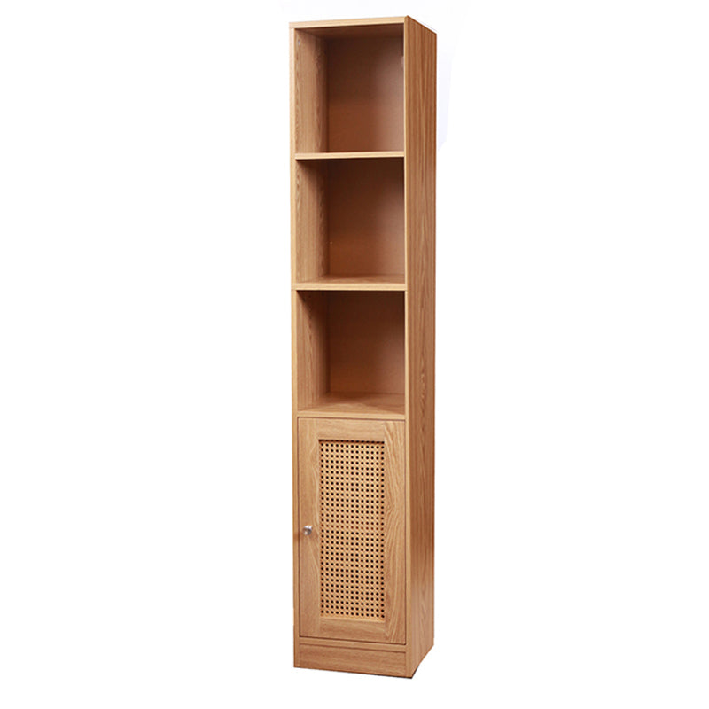 5 Tier Waterproof Wooden and Rattan Storage Cabinet Organizer Slim Design Freestanding Floor Cabinet for Bathroom Bedroom Living Room Kitchen - Medaid - Lebanon