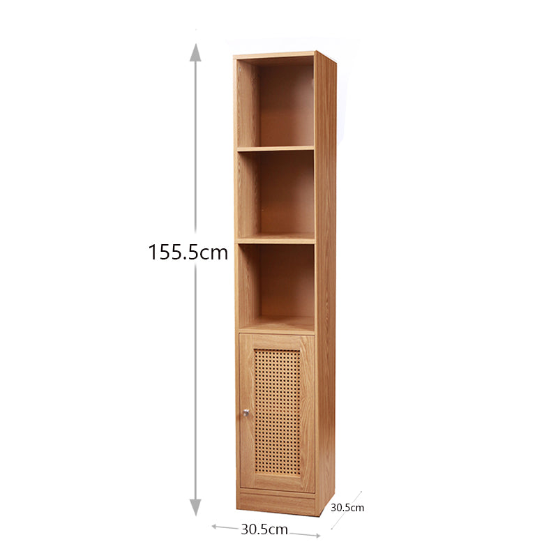 5 Tier Waterproof Wooden and Rattan Storage Cabinet Organizer Slim Design Freestanding Floor Cabinet for Bathroom Bedroom Living Room Kitchen - Medaid - Lebanon