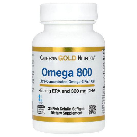 California Gold Nutrition, Omega 800 Ultra-Concentrated Fish Oil, 30 Softgels - Medaid International