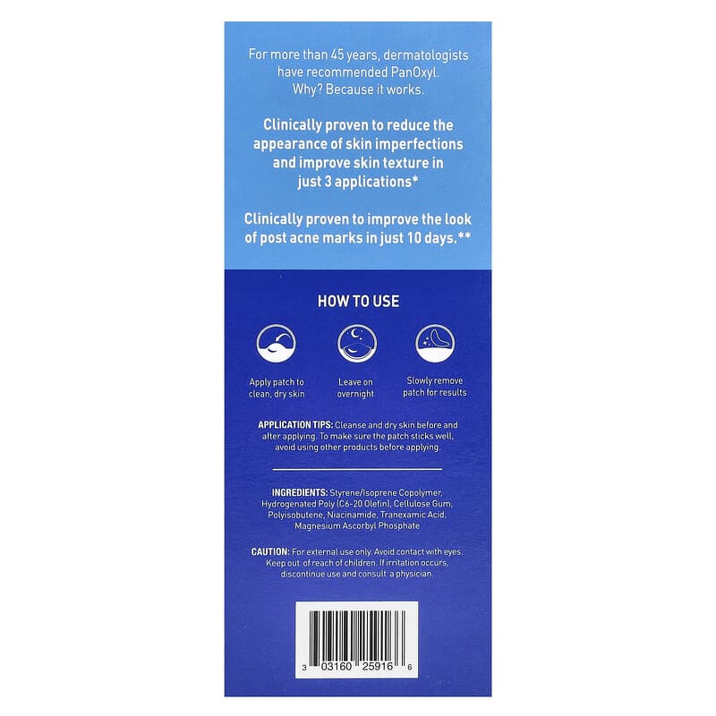 PanOxyl, PM, Blemish Aftercare Brightening Patches, 16 Single-Use Clear Patches - Medaid International