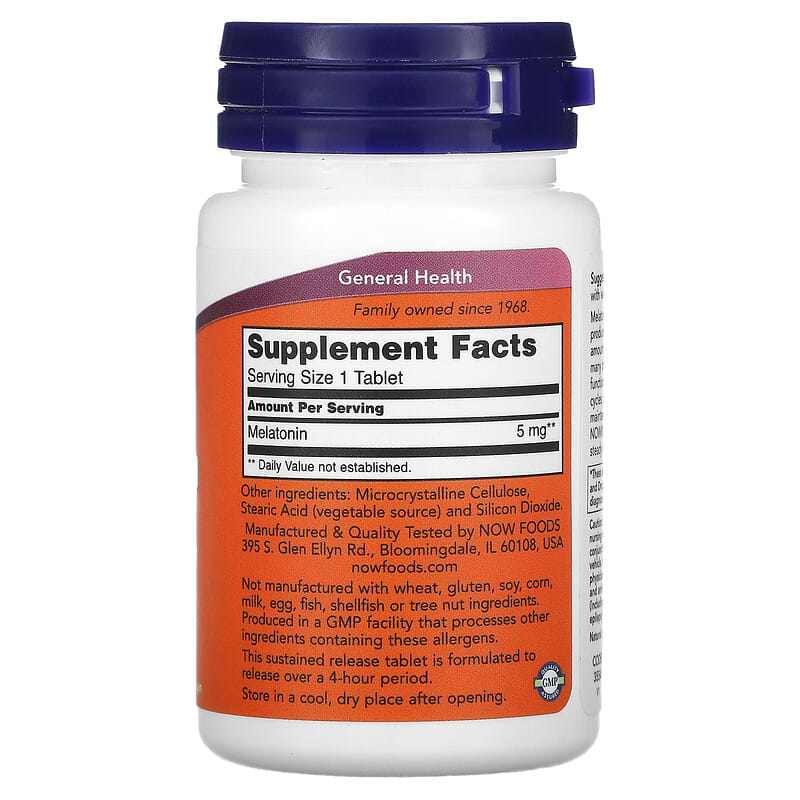 NOW Foods, Melatonin, 5 mg, 120 Tablets - Medaid International