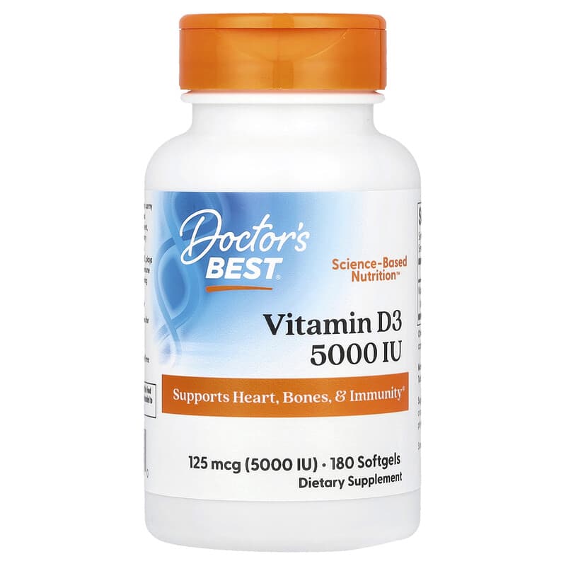 Doctor's Best, Vitamin D3, 125 mcg (5,000 IU), 180 Softgels - Medaid International