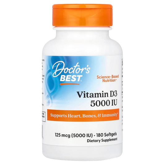 Doctor's Best, Vitamin D3, 125 mcg (5,000 IU), 180 Softgels - Medaid International