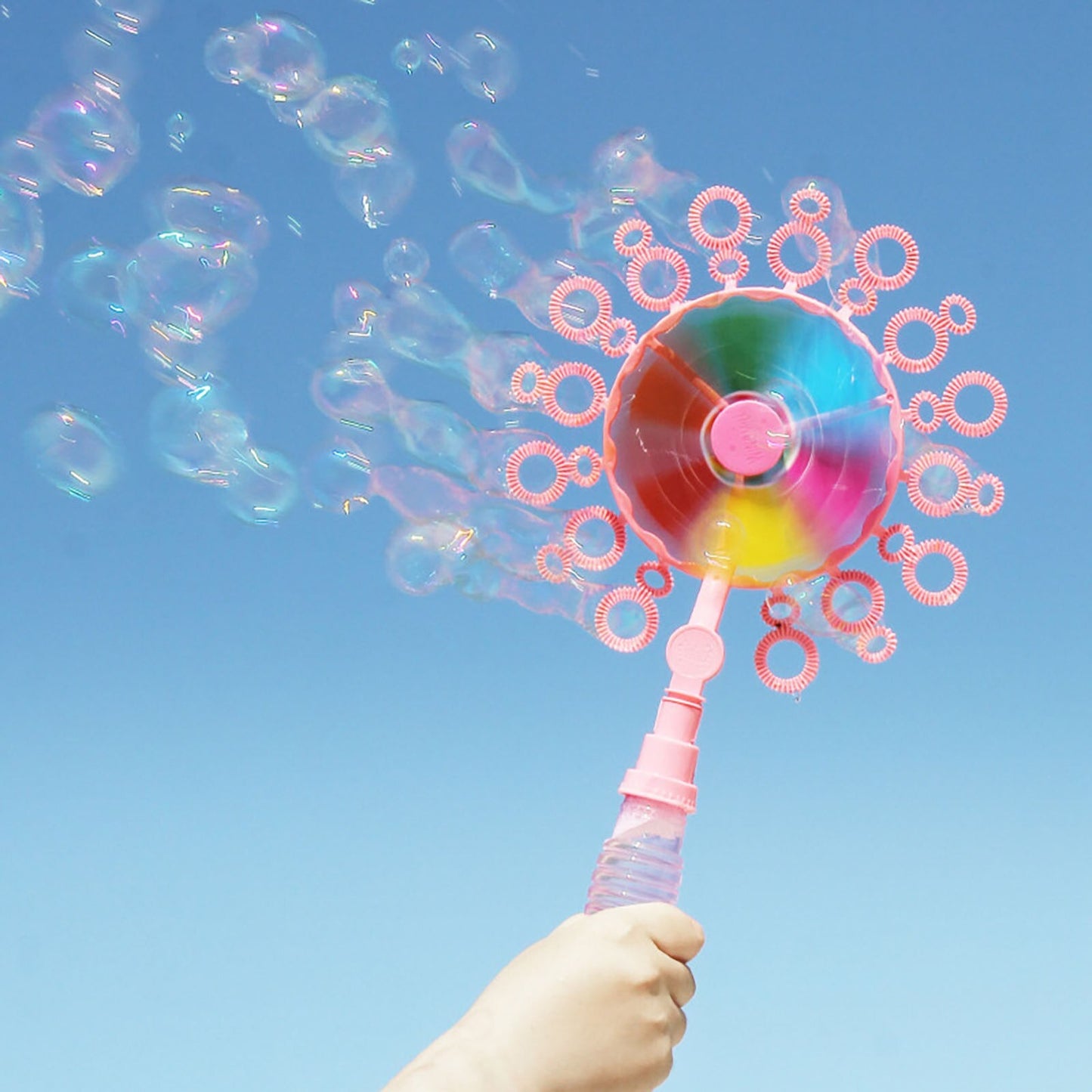 Windmill Bubble Wand, Bubble Blower and Pinwheel Spinner for Kids with Solution in Handle - Medaid International