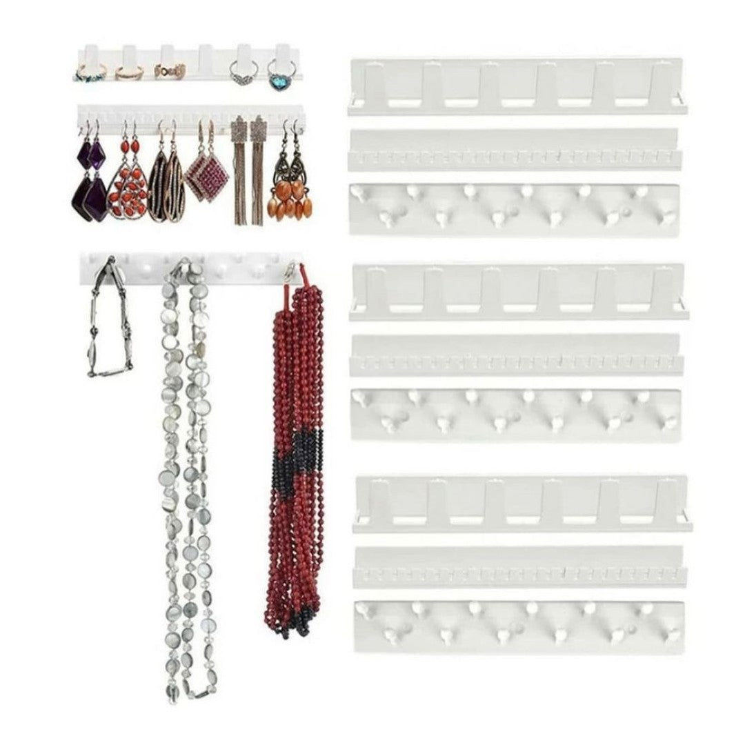Wall Jewelry Orgainzer, 9 Pcs Adhesive Wall Mount Jewelry Hooks Set - Medaid International