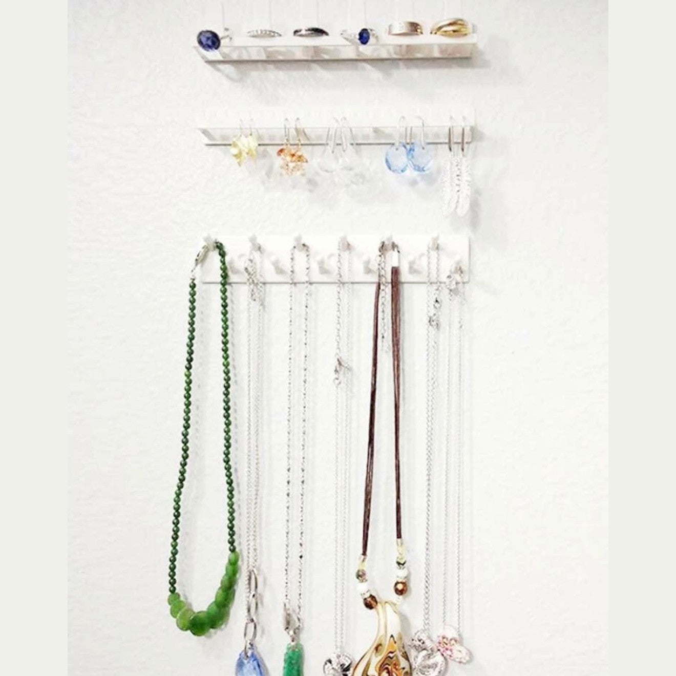 Wall Jewelry Orgainzer, 9 Pcs Adhesive Wall Mount Jewelry Hooks Set - Medaid International