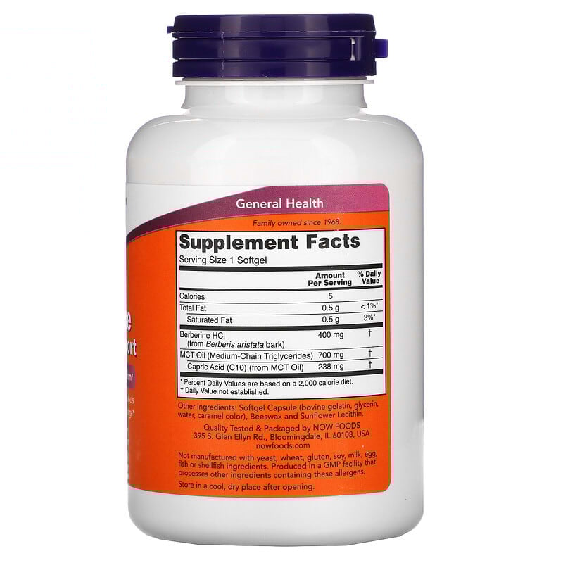 NOW Foods, Berberine Glucose Support, 90 Softgels - Medaid International