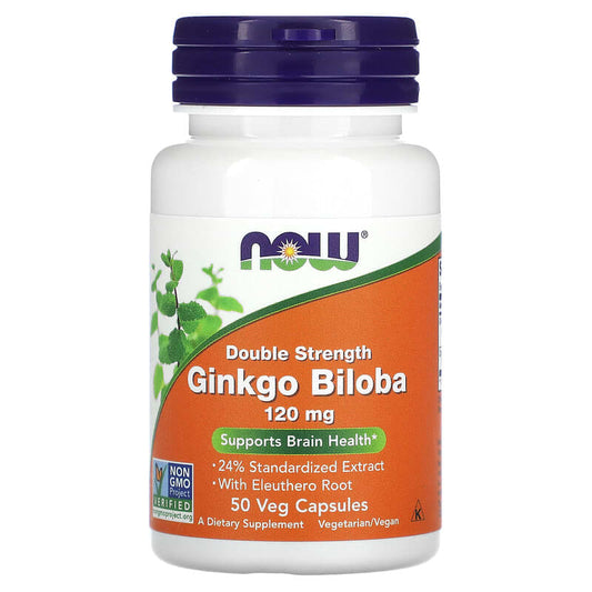 NOW Foods, Ginkgo Biloba, Double Strength, 120 mg, 50 Veg Capsules - Medaid International