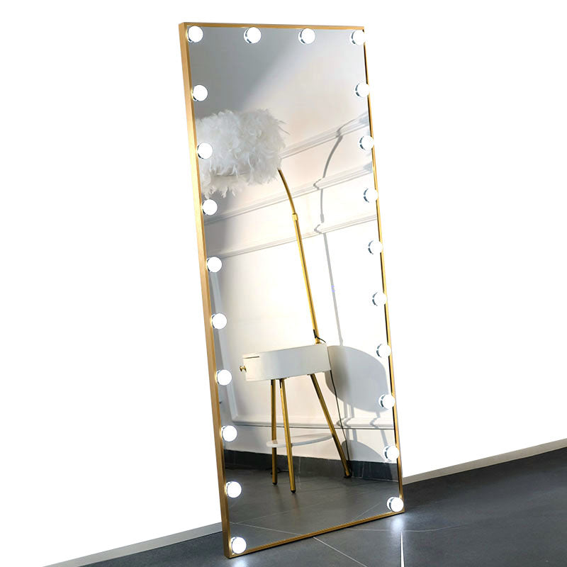 170 CM, Modern Mirror with LED Bulbs and Smart Touch Control, Wall Mounted Mirror with Gold Metal Frame for Bedroom, Living Room - Medaid - Lebanon