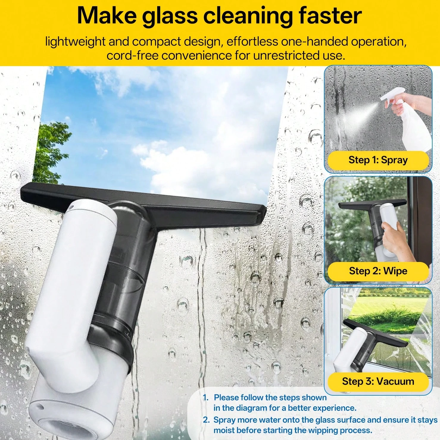 5 in 1 Cordless Window Vacuum Cleaner Set 2000mAh - Medaid International