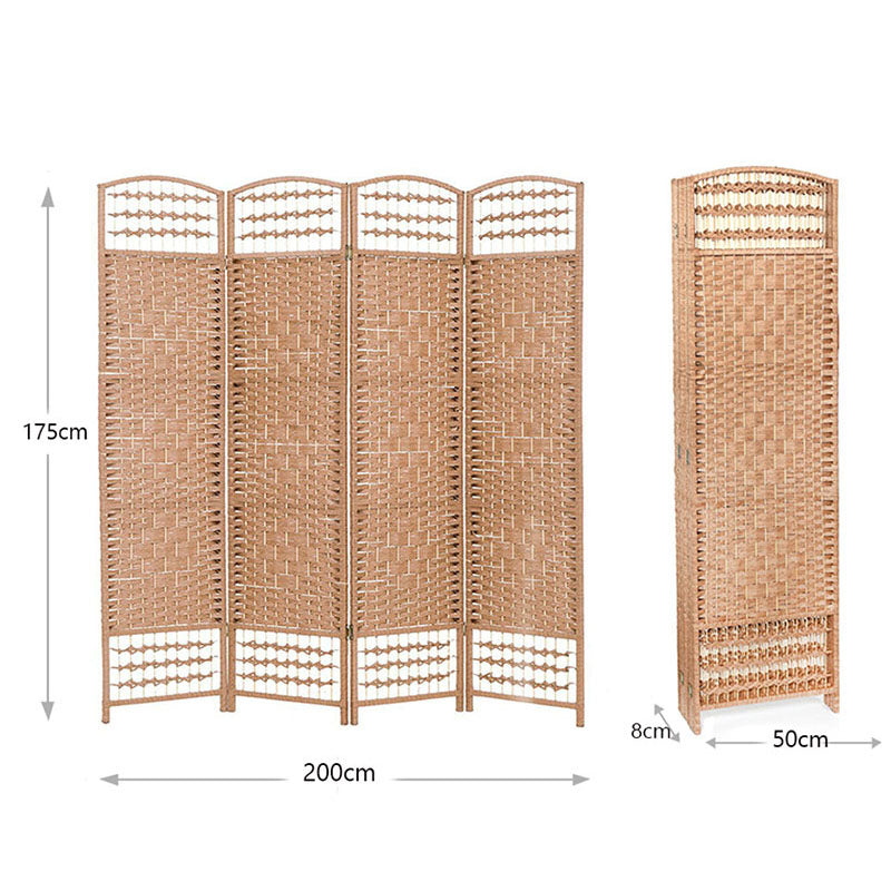 175 CM Indoor Wall Divider Bamboo Braided Room Divider Portable Partition Wood Screen Mesh Hand Woven 4 Panel Foldable Privacy Screen for Home Office - Medaid - Lebanon