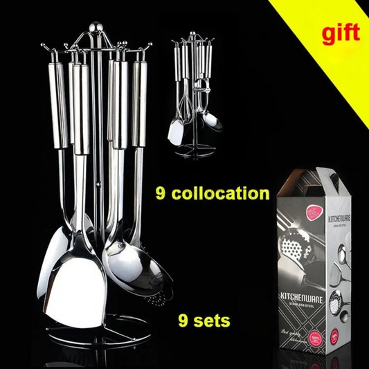 9 pcs Stainless Steel Kitchen Set | مجموعة ملاعق الطبخ - Medaid International