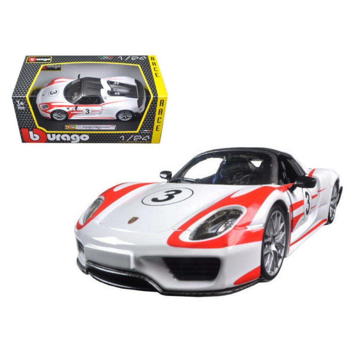 Porsche 918 Spyder - 1:24 RACING Diecast Cars by Bburago - Medaid International