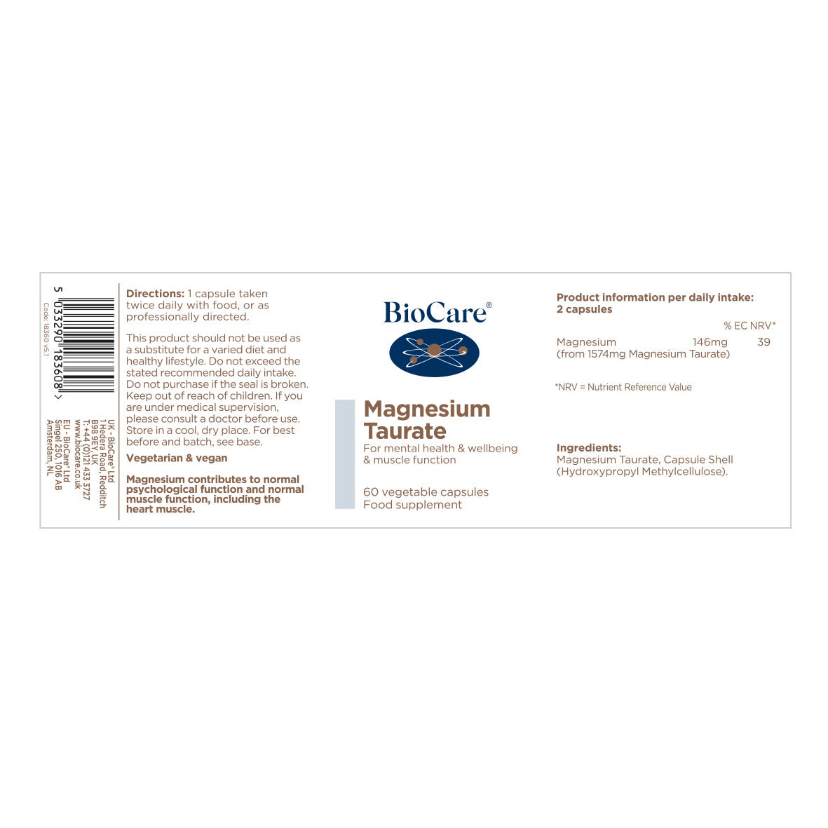 BioCare - Magnesium Taurate 60 Capsules - Medaid International