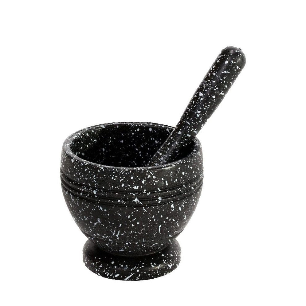 Hand Mortar and Pestle Set, Solid Grinder Bowl Holder with White Dots for Herbs, Spices, Garlic, Medicine - Medaid