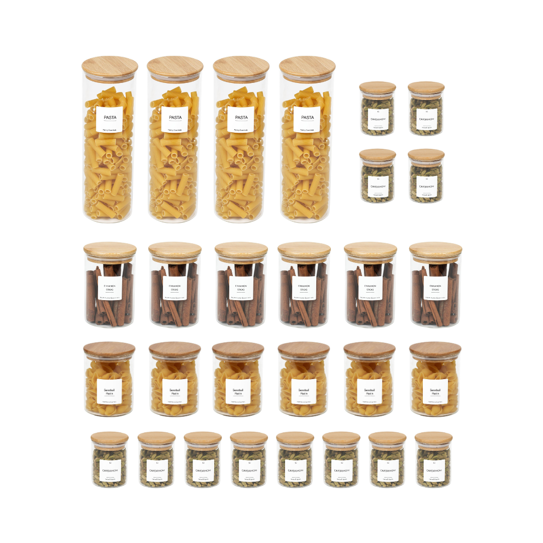 Glass Jars W/ Bamboo Lid - Essential Pack