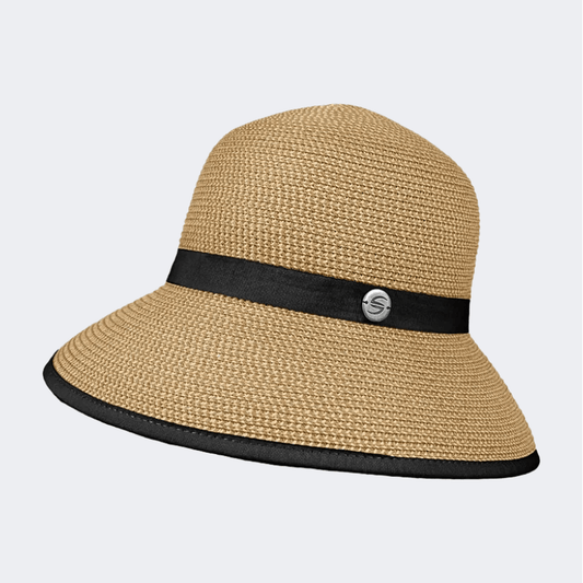 Stamion Elegant With Bow Women Beach Hat Camel/Black - Medaid International