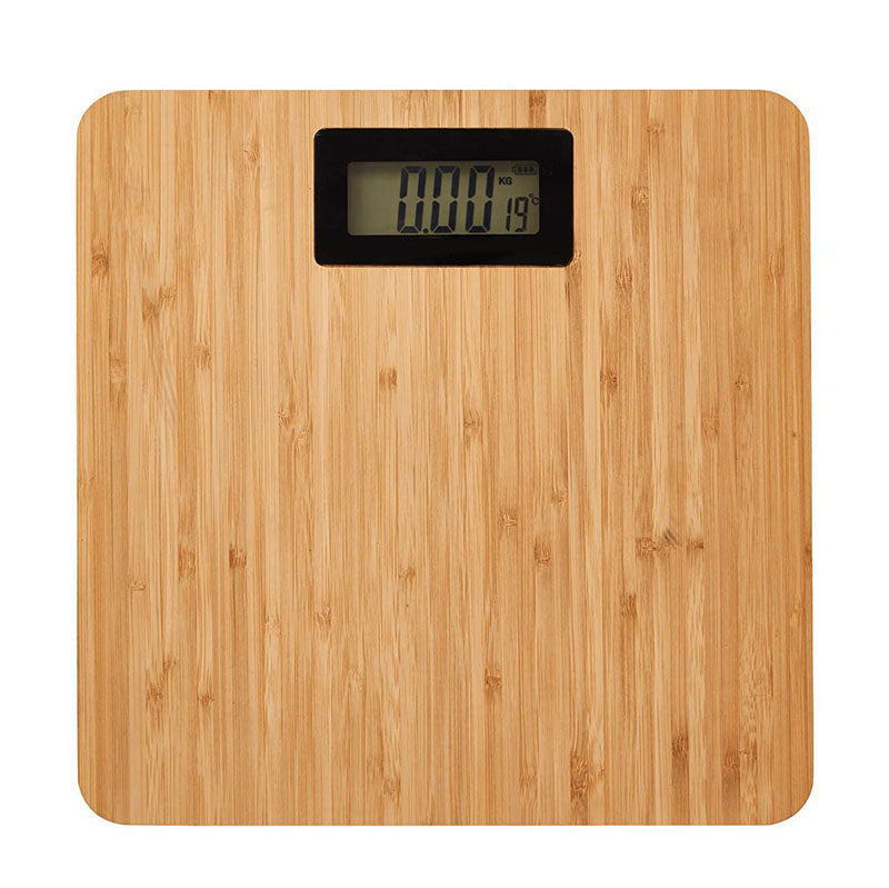 200 KG, Battery Operated Digital Scale for Body Weight with Wood Grain Design and Temperature Indicator with LCD Backlight Display - Medaid - Lebanon