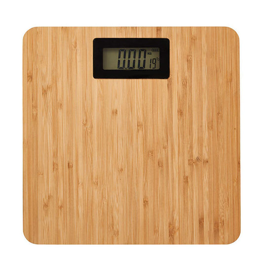 200 KG, Battery Operated Digital Scale for Body Weight with Wood Grain Design and Temperature Indicator with LCD Backlight Display - Medaid - Lebanon