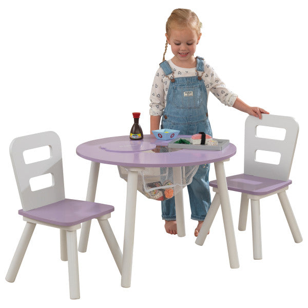 Round Storage Table & 2 Chair Set- Lavender - Medaid International
