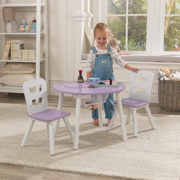 Round Storage Table & 2 Chair Set- Lavender - Medaid International