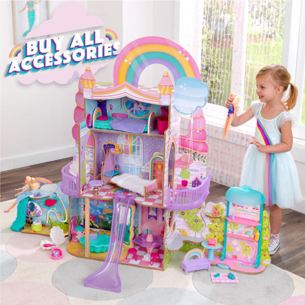 Rainbow Dreamers Unicorn Mermaid Dollhouse with EZ Kraft Assembly By Kidkraft - Medaid International