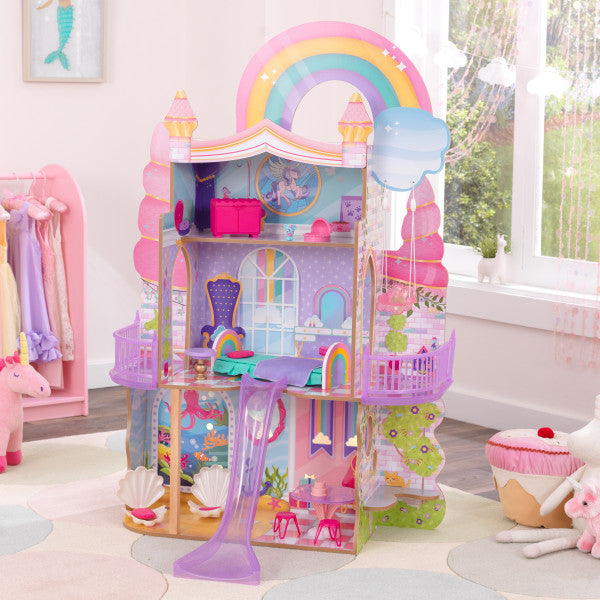 Rainbow Dreamers Unicorn Mermaid Dollhouse with EZ Kraft Assembly By Kidkraft - Medaid International