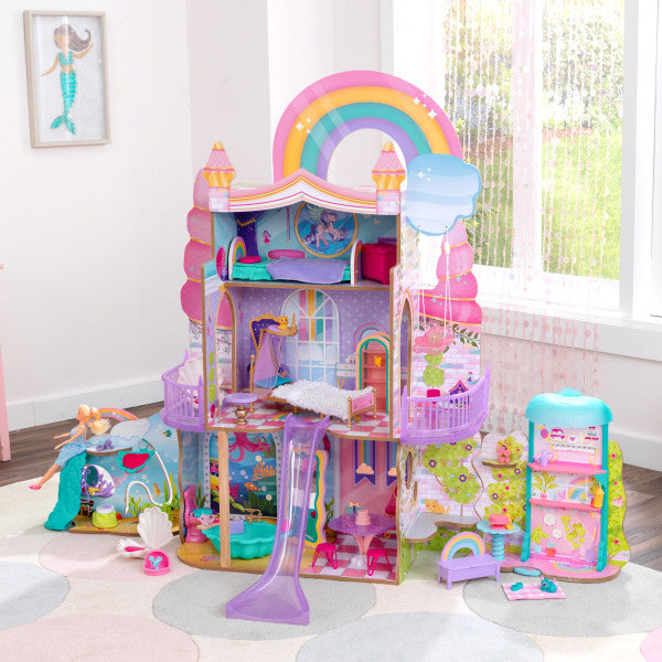 Rainbow Dreamers Unicorn Mermaid Dollhouse with EZ Kraft Assembly By Kidkraft - Medaid International