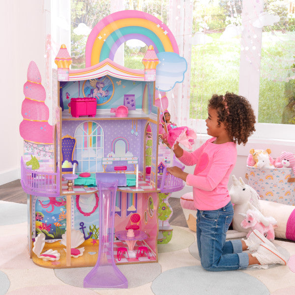Rainbow Dreamers Unicorn Mermaid Dollhouse with EZ Kraft Assembly By Kidkraft - Medaid International