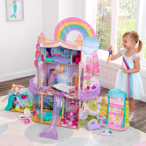 Rainbow Dreamers Unicorn Mermaid Dollhouse with EZ Kraft Assembly By Kidkraft - Medaid International