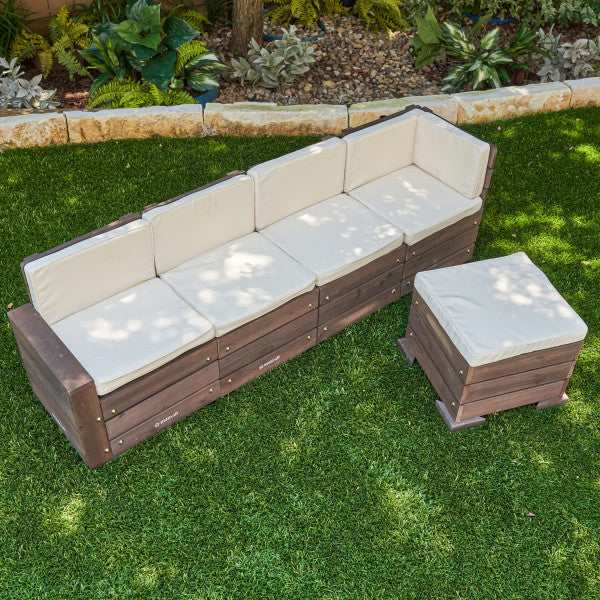 Outdoor Sectional Ottoman & Umbrella Set- Bear Brown & Beige By Kidkraft - Medaid International