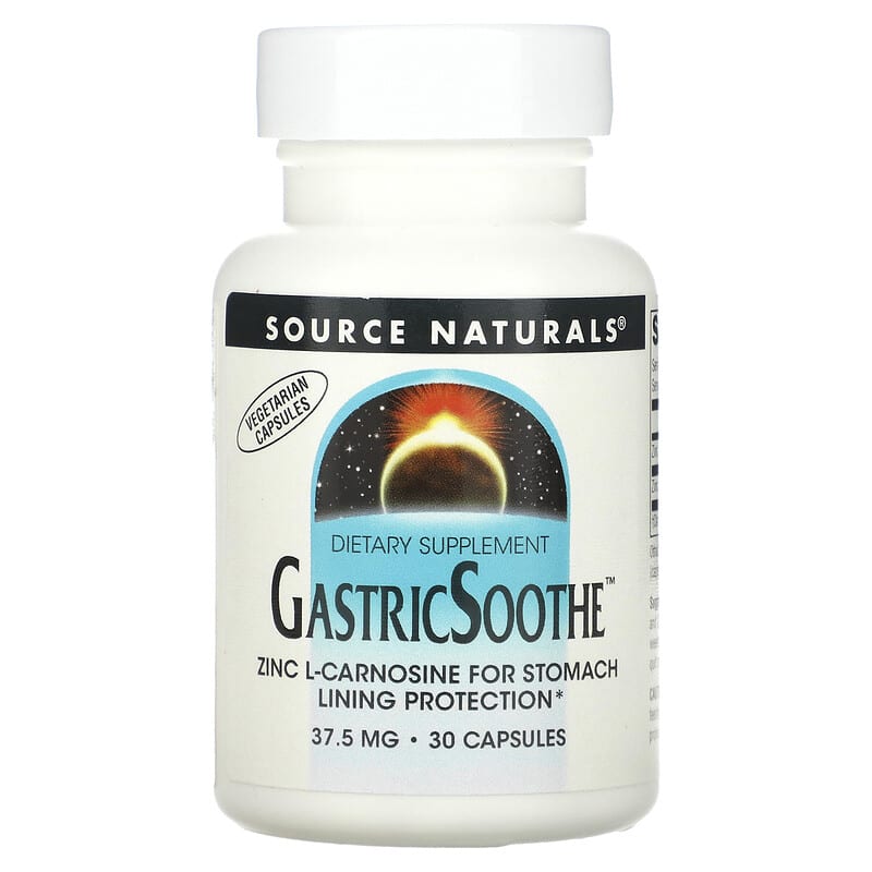 Source Naturals, GastricSoothe, zinc carnosine, 37.5 mg, 30 Capsules - Medaid International