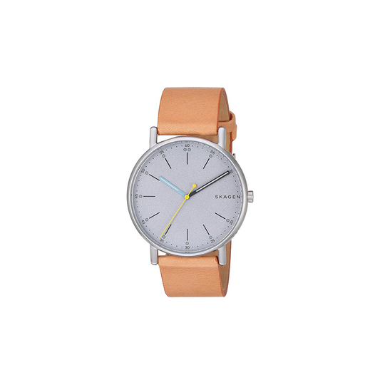 Skagen Men's Signatur Grey Dial Brown Leather Watch SKW6373 - Medaid International