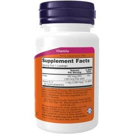 NOW Supplements, Vitamin B-12 1,000 mcg with Folic Acid, Nervous System Health*, 100 Chewable Lozenges - Medaid International