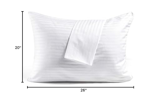FAUNNA 600TC 100% Cotton Pillow Protectors, Standard Size (20x26), 4 Pack, Oeko-TEX Certified, Hotel Grade Pillow Cover with Silent Zipper, Zip Up Pillow Cases, White - Medaid International
