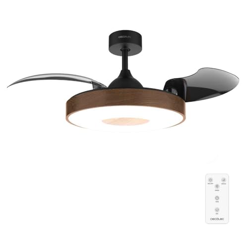 Cecotec - Ceiling Fan with Light, Retractable Blades, Remote Control, 42" DC Motor