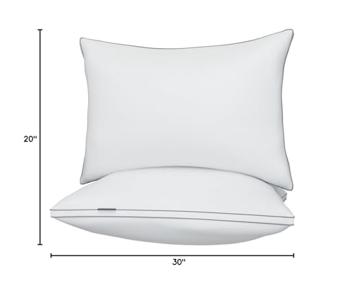 viewstar Pillows Queen Size Set of 2, Hotel Quality, Down Alternative Gusseted Bed Pillows for Side, Back, or Stomach Sleepers, White - Medaid International
