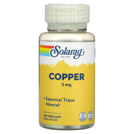 Solaray, Copper, 2 mg, 100 VegCaps - Medaid International
