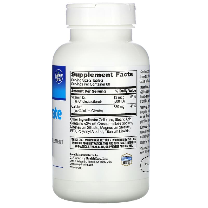 21st Century, Calcium Citrate Maximum + D3, 120 Tablets - Medaid