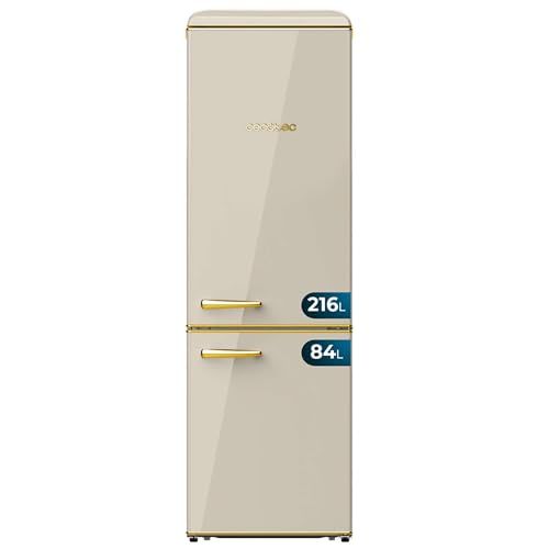 Cecotec - Retro 2-Door Combination Refrigerator, 300L, Temperature Control, Chrome Handle