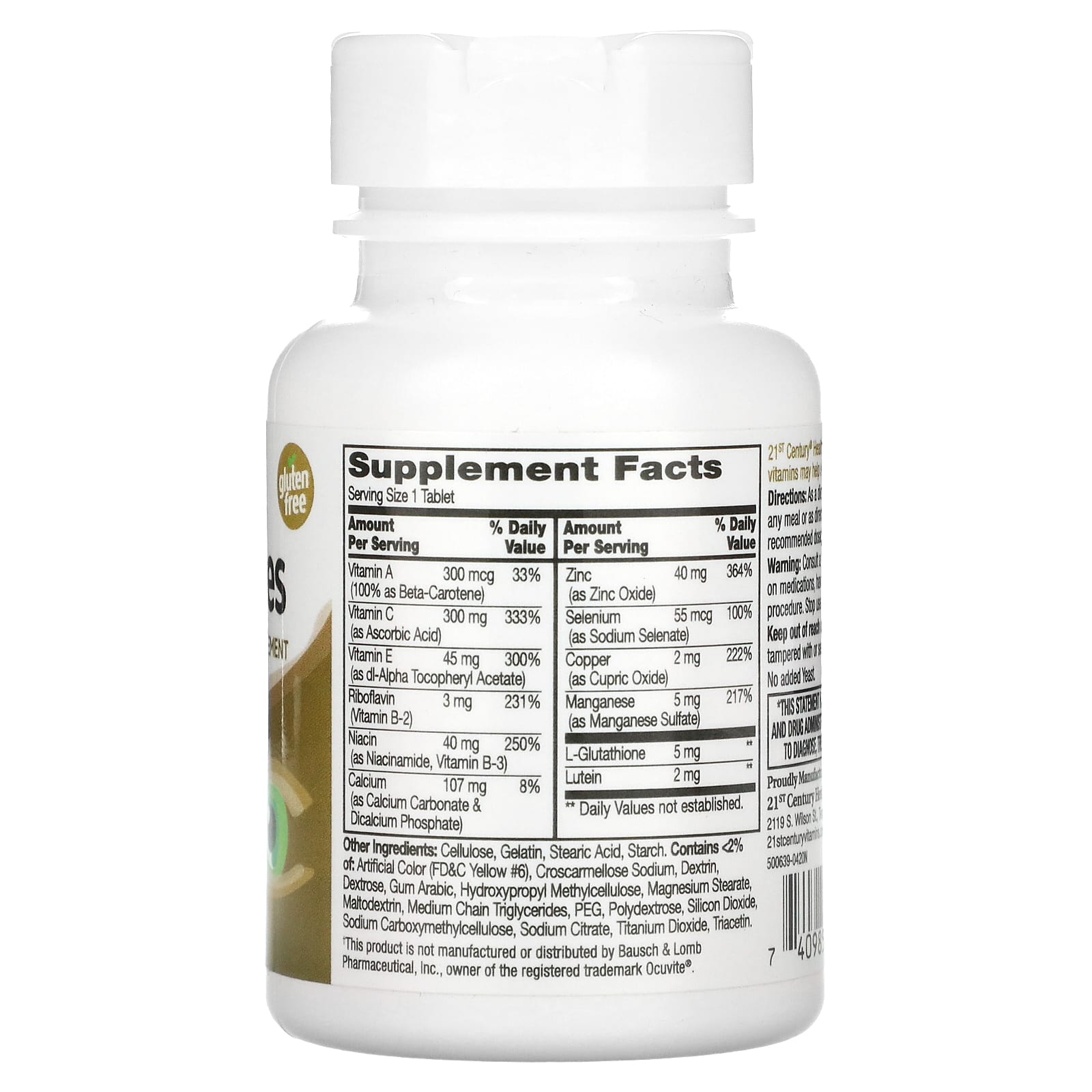 21st Century, Healthy Eyes, Extra With Lutein, Zinc & Vitamin B, 36 Tablets - Medaid