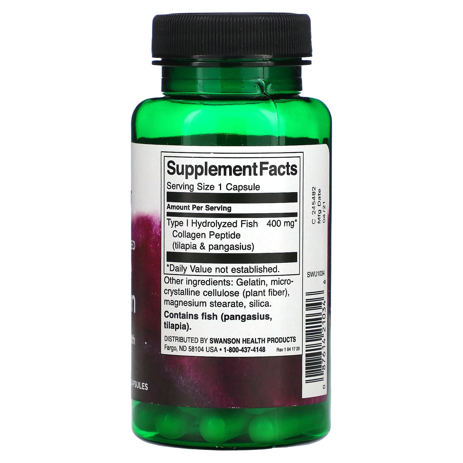Swanson, Marine Collagen, 400 mg, 60 Capsules - Medaid International