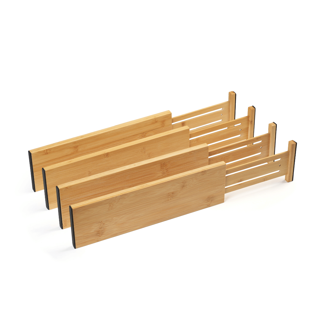 Wide Bamboo Adjustable Drawer Dividers (Pack of 4)