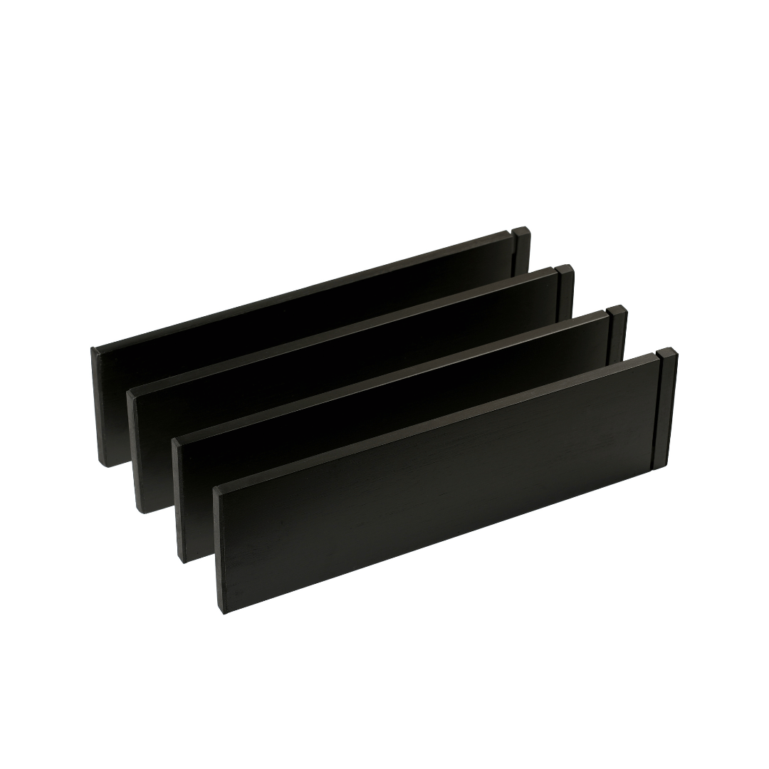 Wide Black Bamboo Adjustable Drawer Dividers (Pack of 4)