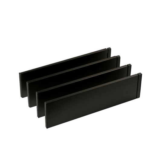 Wide Black Bamboo Adjustable Drawer Dividers (Pack of 4)