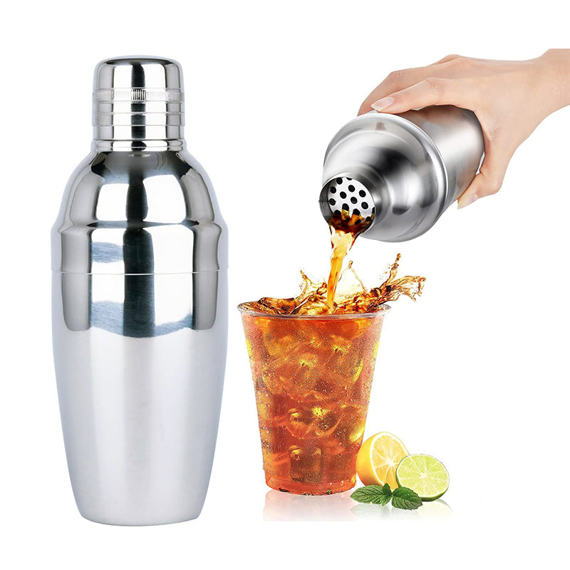 Stainless Steel Cocktail Shaker with Built in Strainer and Lid Drink Mixer Shaker for Home Hotel Restaurant Bar Silver - Medaid