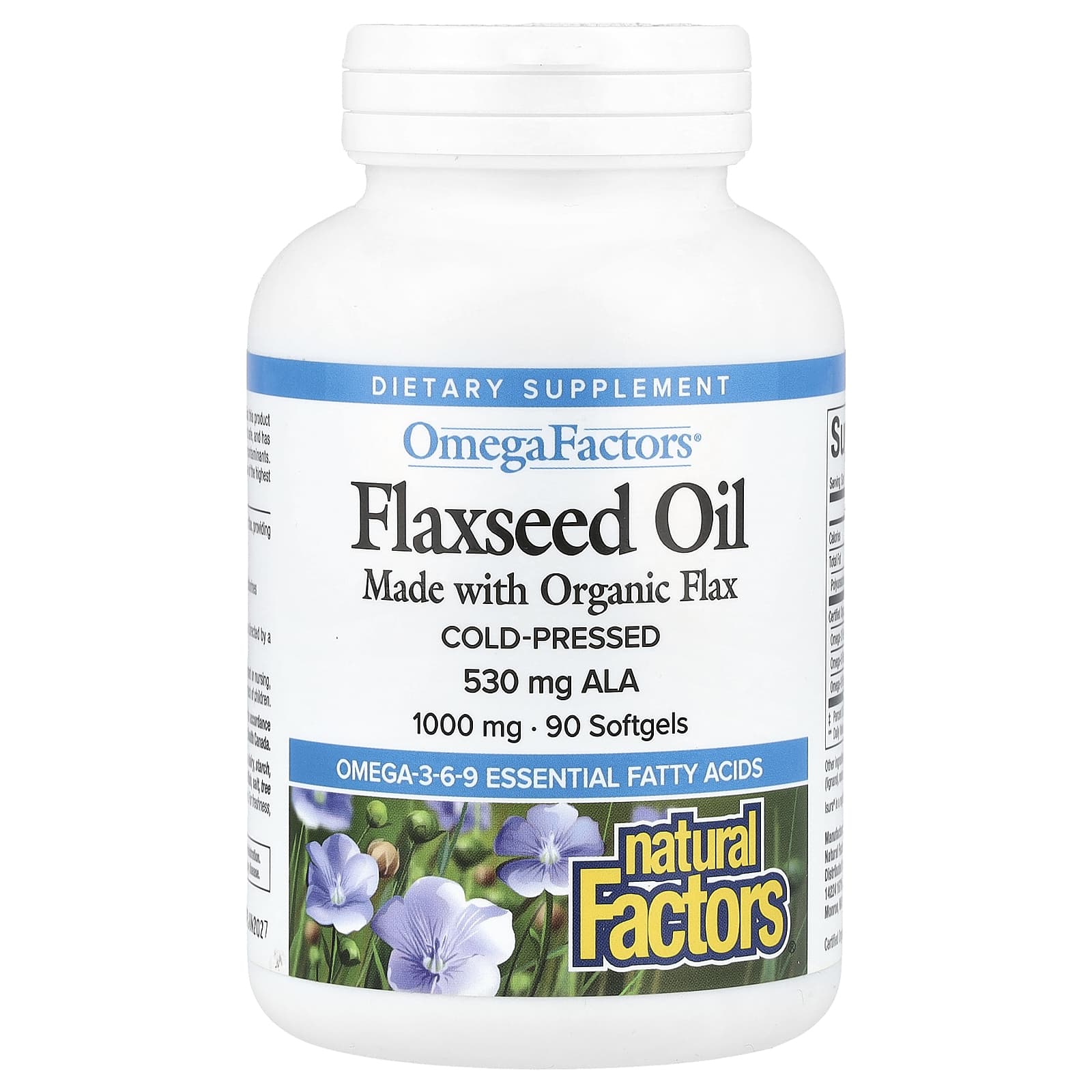 Natural Factors, OmegaFactors, Flaxseed Oil, 1,000 mg, 90 Softgels - Medaid International