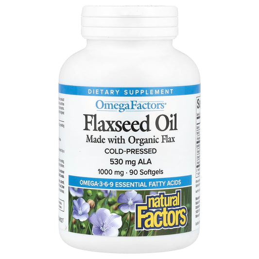 Natural Factors, OmegaFactors, Flaxseed Oil, 1,000 mg, 90 Softgels - Medaid International