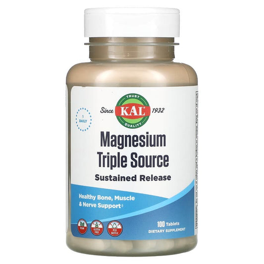KAL, Magnesium Triple Source, 100 Tablets - Medaid International