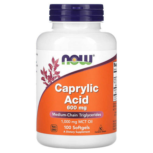 NOW Foods, Caprylic Acid, 600 mg, 100 Softgels - Medaid International